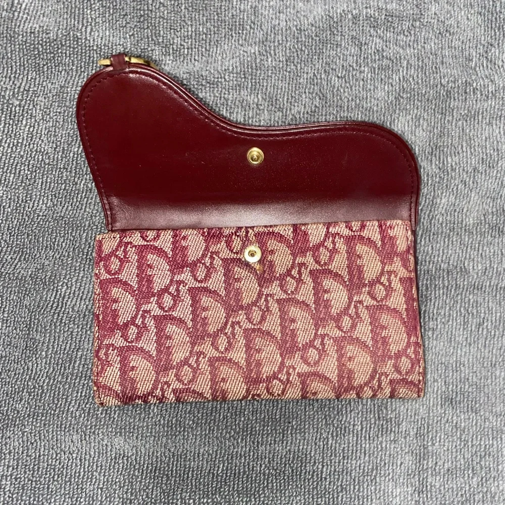 Dior Bordeaux Monogram Trotter Saddle Wallet